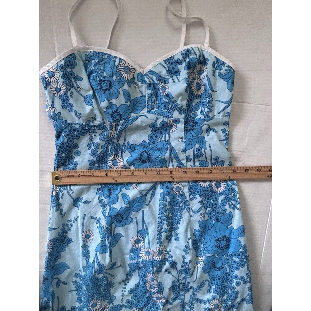 Moda International Mini Dress Size 2 Blue Strappy Floral Beach Victoria Secret - Picture 6 of 7